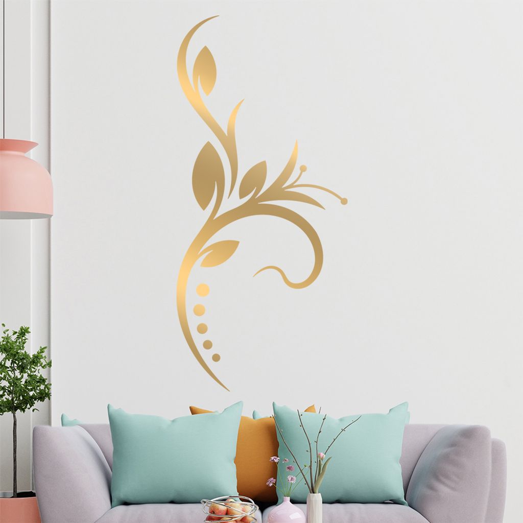 Blume - Linien Punkte Wandtattoo in 6 Größen - Wandaufkleber Wall Sticker - Dekoration, Küche, Wohnzimmer, Schlafzimmer, Badezimmer