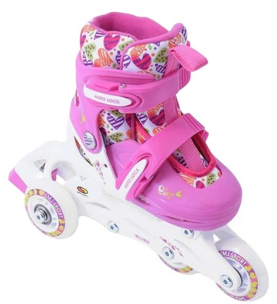 Patins à roulettes évolutifs pour fille SMJ Sport PP6706 blanc et rose