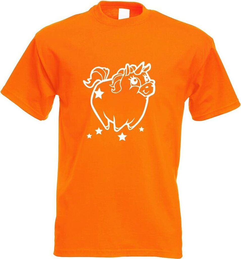 Kiwistar - T-Shirt - orange - Pummeliges Einhorn Herren Funshirt Bedruckt Design Sprüche Spruch Motive - mit Motiv Bedruckt - Funshirt Design - Sp...