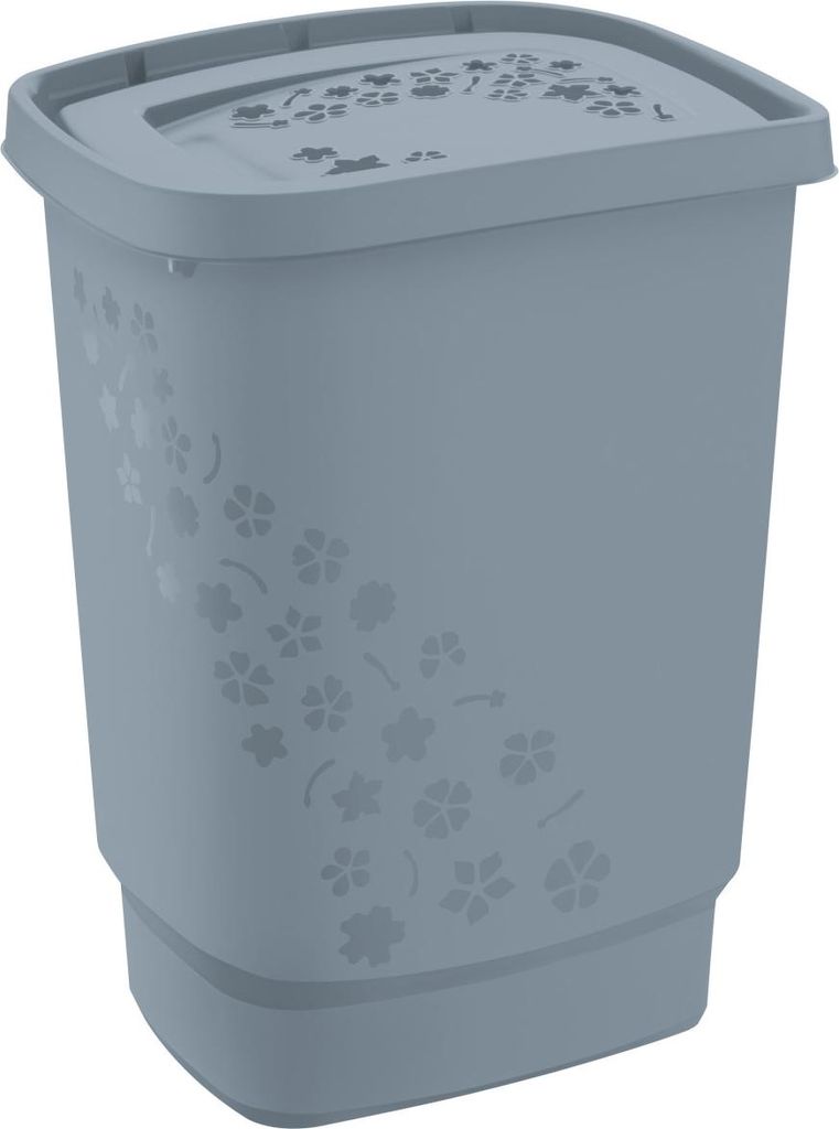 Rotho Wäschesammler Flowers 55 L misty blau