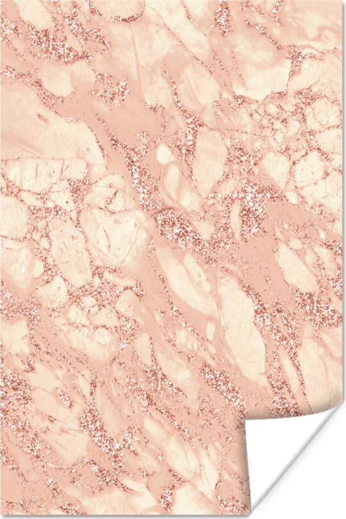 MuchoWow Poster Marmor - Adern - Rosa 60x90 cm - Wanddekoration