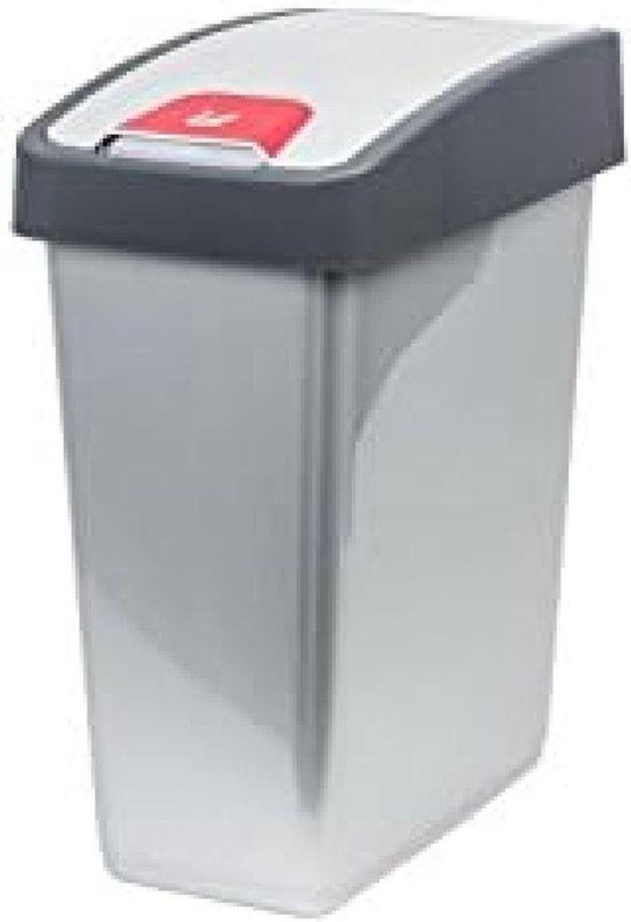 Hochwertiger Mülleimer mit Klappschließer und Weichberührung, 10 Liter, Grau-Silber