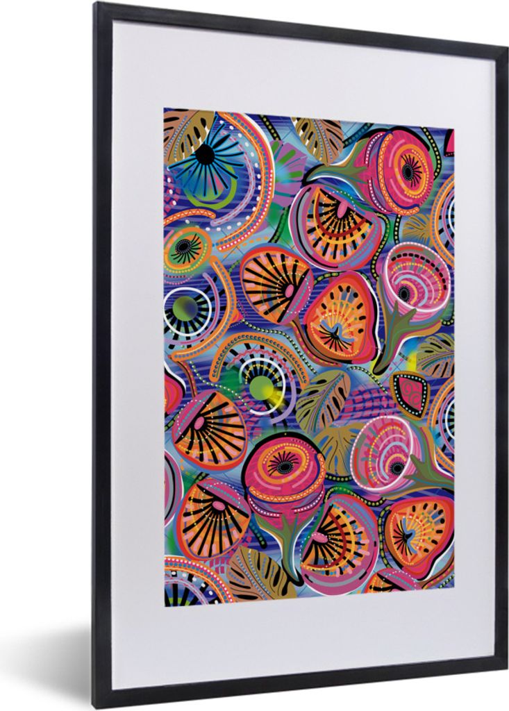 MuchoWow MuchoWow Gerahmtes Poster Kreis - Figuren - Blätter 40x60 cm - Poster mit zchwarzem Bilderrahmen - Poster in Rahmen