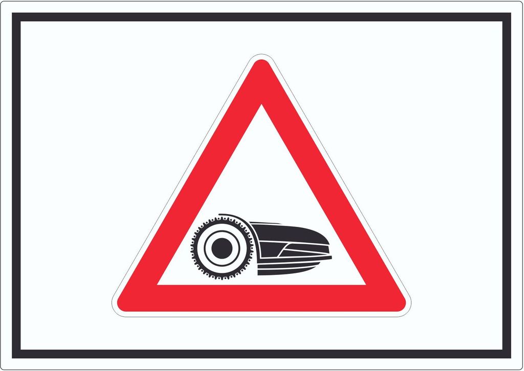 Achtung Mähroboter mit Symbol Aufkleber A2 (420x594mm)