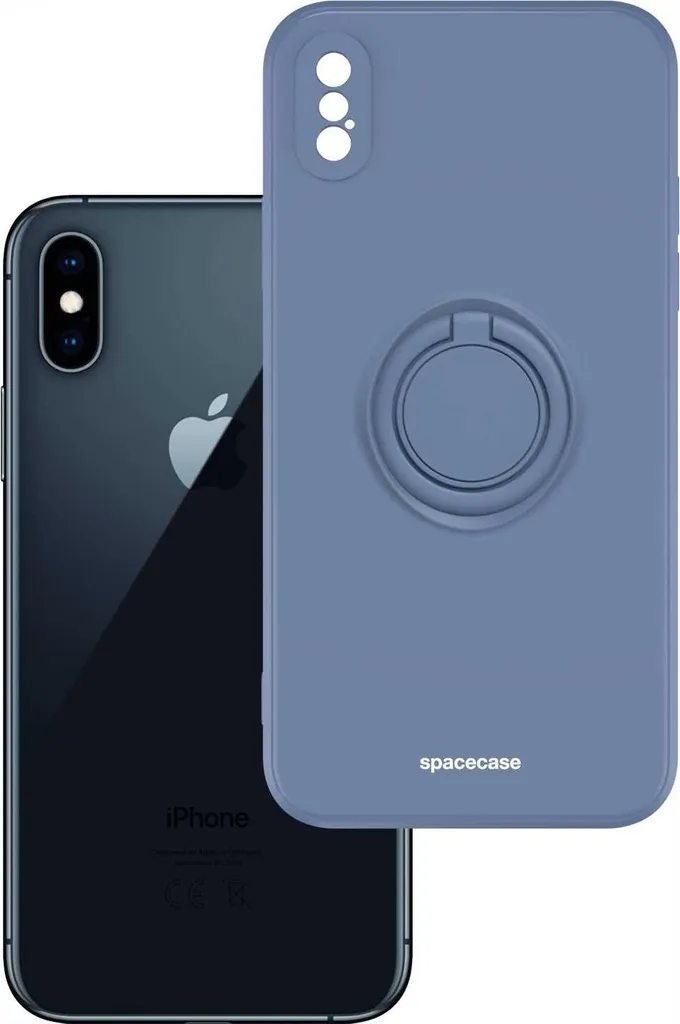 Cover iPhone X/Xs Silicone Blu SPACECASE - Ring Holder e Grip Totale - 2