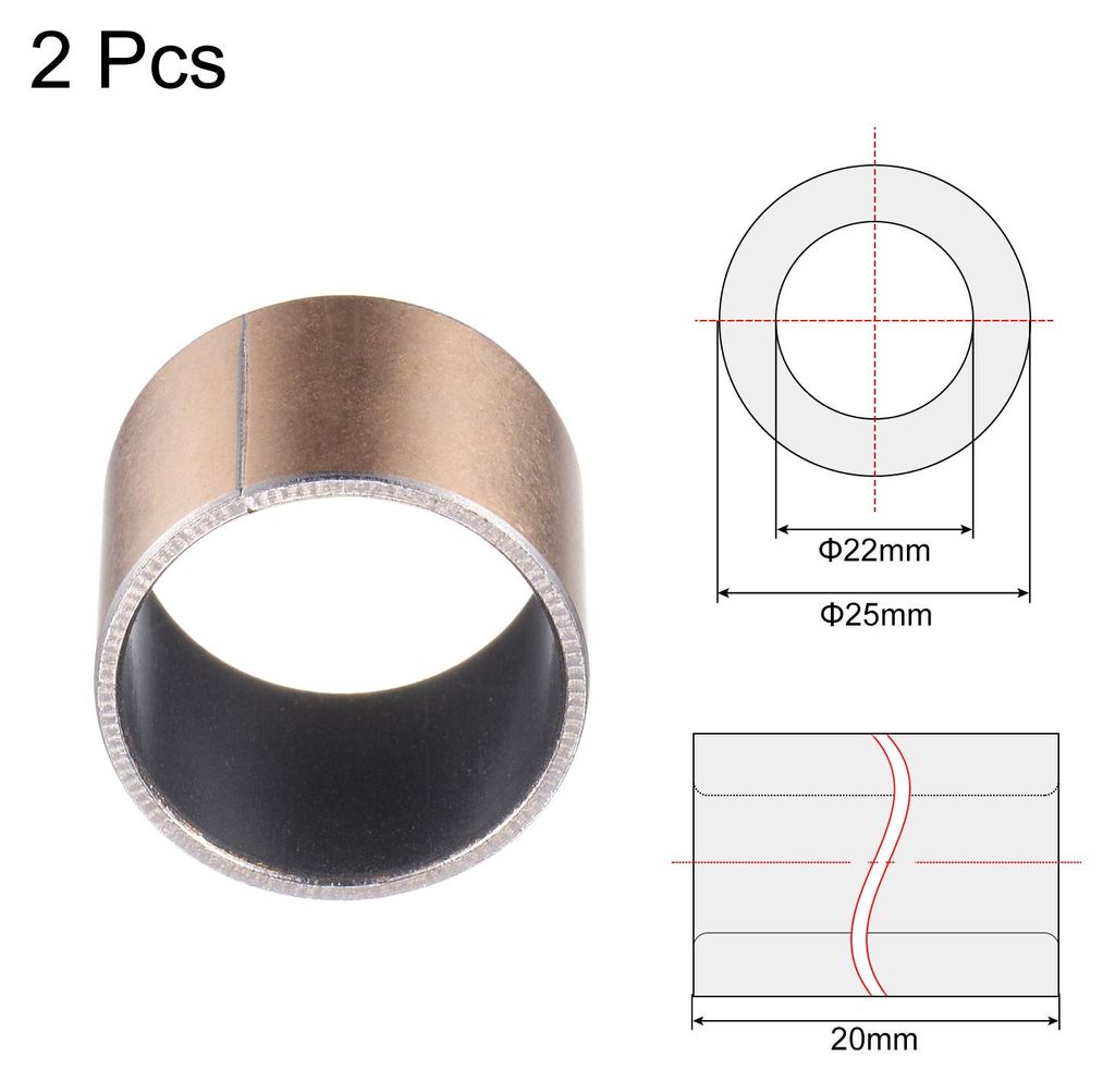 2 Stš¹ck Gleitlager Hš¹lse ?Distanzhš¹lse 22x25x20mm(IDxODxL?nge) Eingewickelt ?lfrei Buchsen