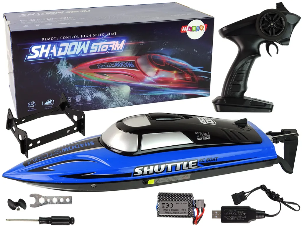 Bateau de Course R/C 2.4G Bleu - Vitesse 25 km/h Haute Performance