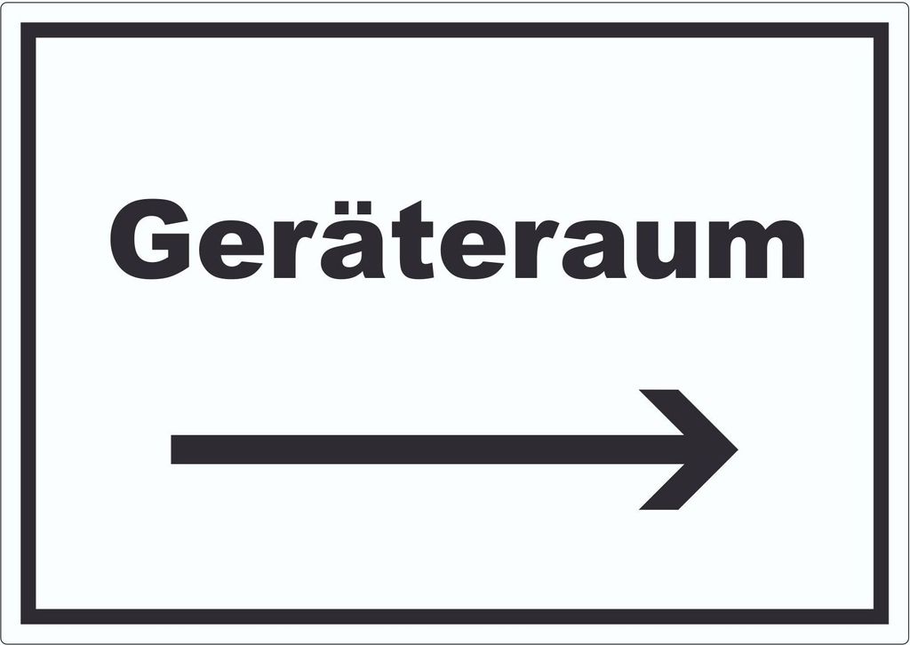 Geräteraum Aufkleber mit Text und Richtungspfeil rechts Schuppen waagerecht A5 (148x210mm)