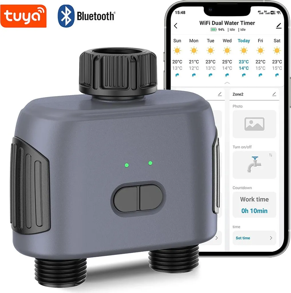 Programmateur d'arrosage connecté 2 voies Bluetooth GDV2 pour jardin BOT