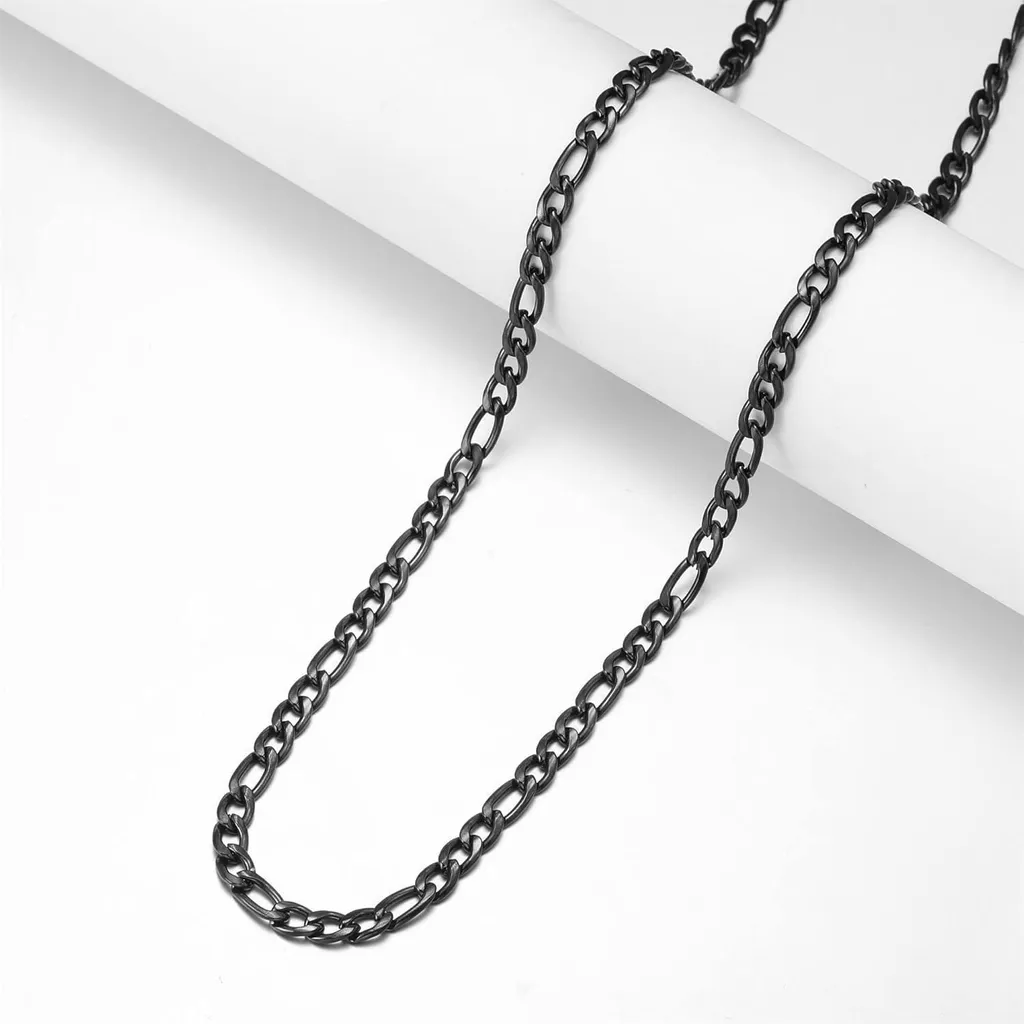 Collana Figaro da uomo in acciaio inossidabile argentato con catena a cordoncino 5 mm 45-90 cm - 5