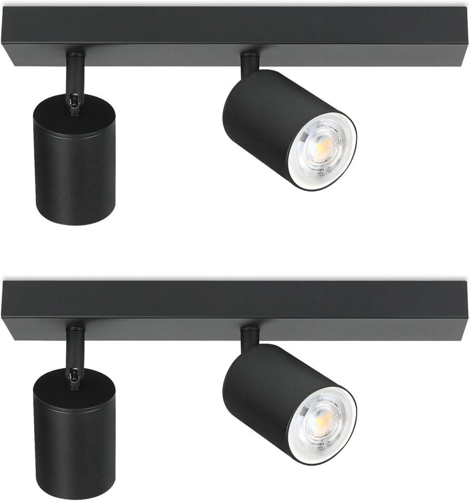ZMH LED Deckenleuchte Schwarz 2ER Deckenstrahler: GU10 Deckenlampe Spots 2 Flammig 330°Schwenkbar Deckenspots Modern Flurlampe Ohne Leuchtmittel