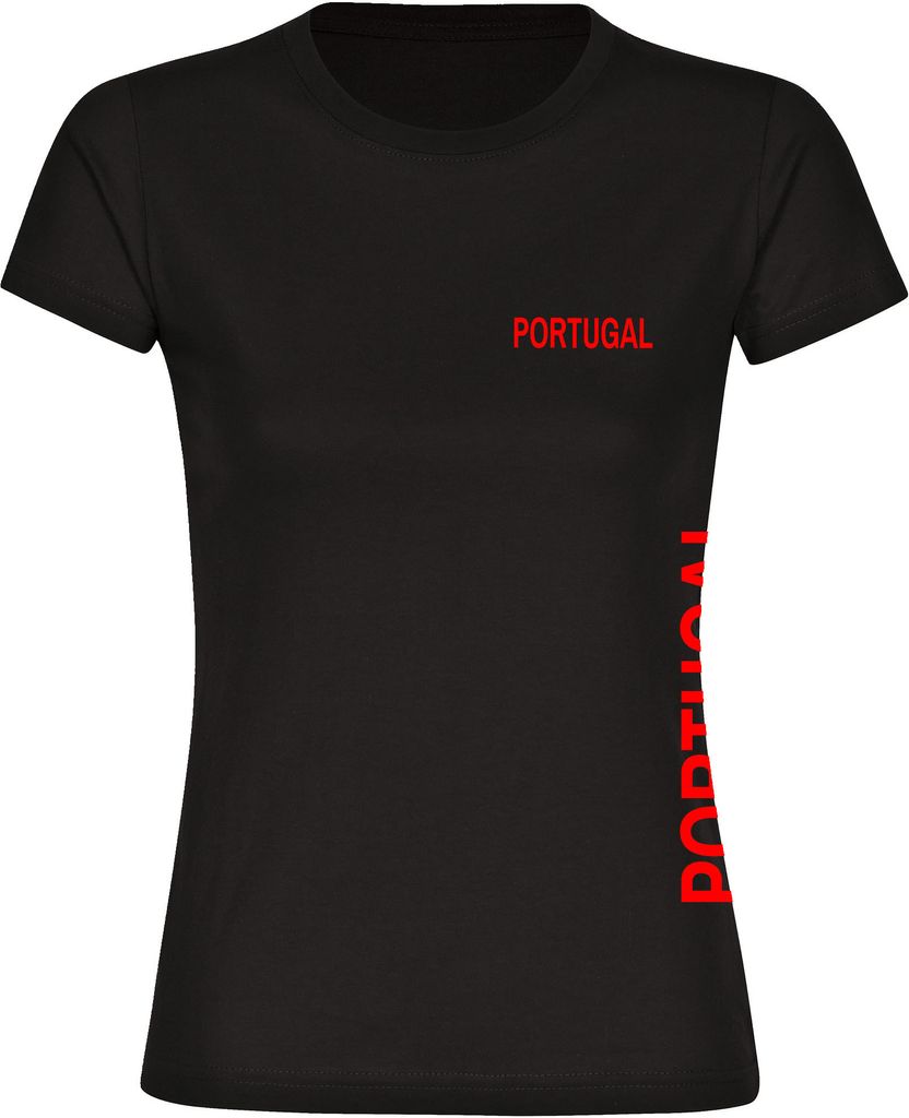 multifanshop Damen T-Shirt - Portugal - Brust & Seite, schwarz, Größe XL