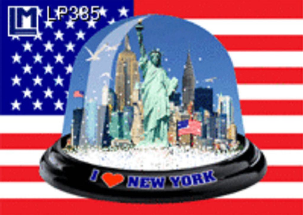 3 D Ansichtskarte Gebäude - Schneekugel New York, Postkarte Wackelkarte Hologrammkarte Bilder Amerika USA