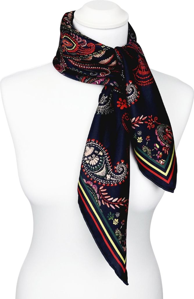 FRAAS Seidentuch Halstuch schwarz Paisley rot 70x70cm Produktbild 