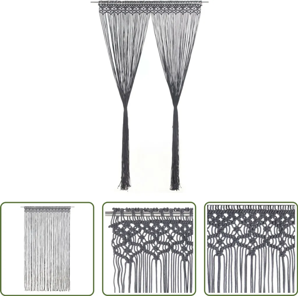 Tenda Macramè Antracite 140x240 cm Cotone: Arreda con Anima Boho-Chic
