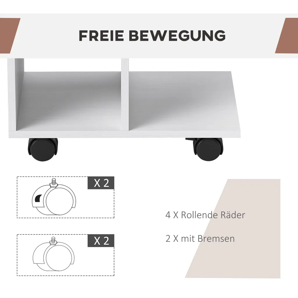 Table de lit blanche en C pour ordinateur, table d'appoint HOMCOM mobile