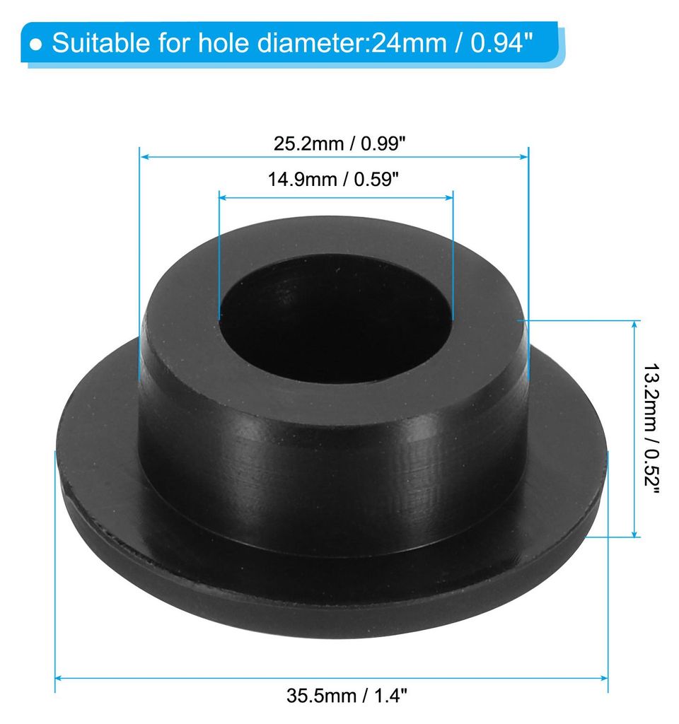 25,2 mm Durchmesser Gummistopfen, 6 Stš¹ck Silikon Verschlussstopfen fš¹r 24 mm Loch, Schwarz