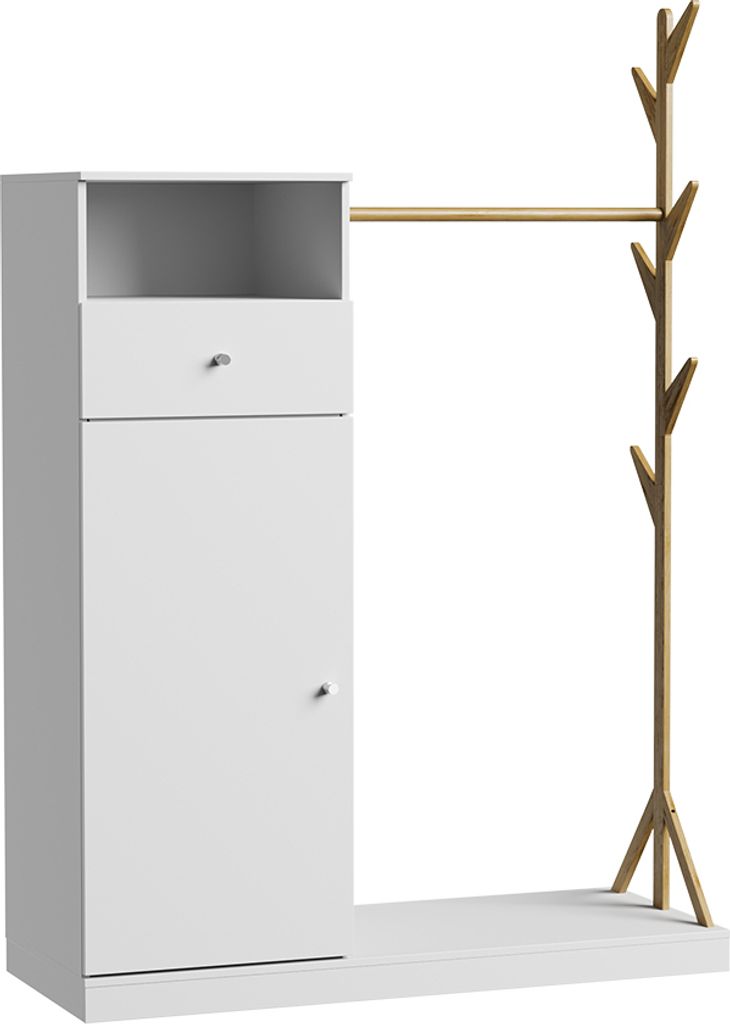 Armoire vestiaire Vicco Liria blanc/bambou 100x145cm avec Image du produit 