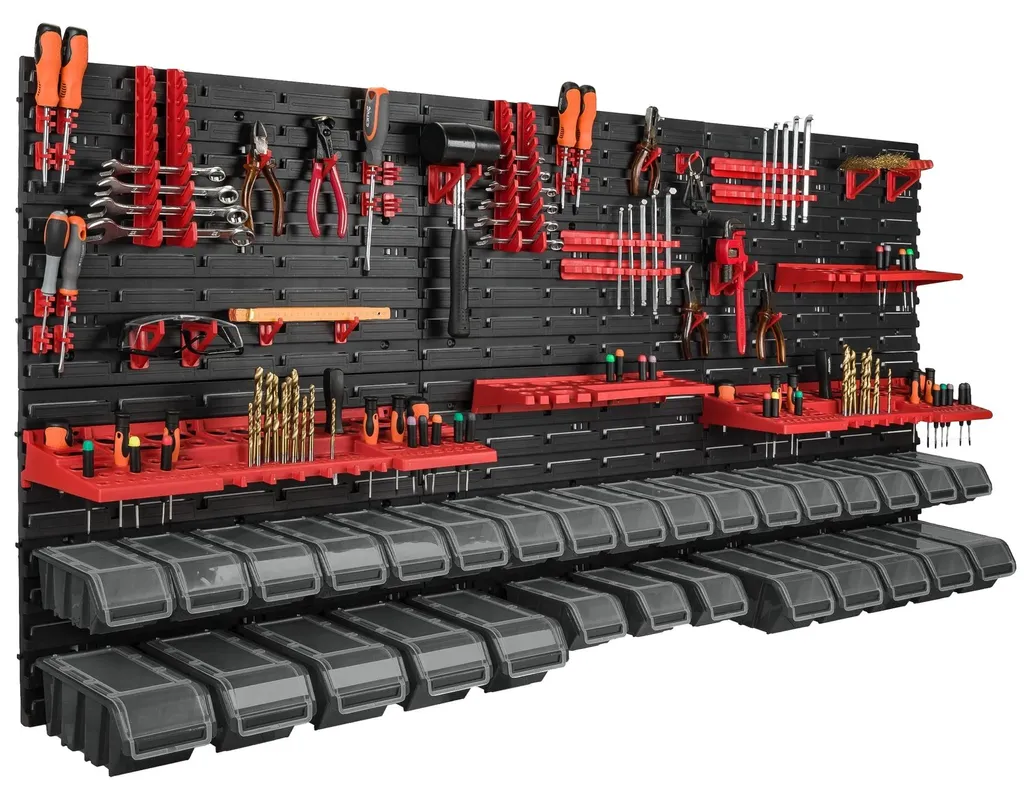Panneau de rangement mural 172 cm avec 30 bacs amovibles pour bricolage