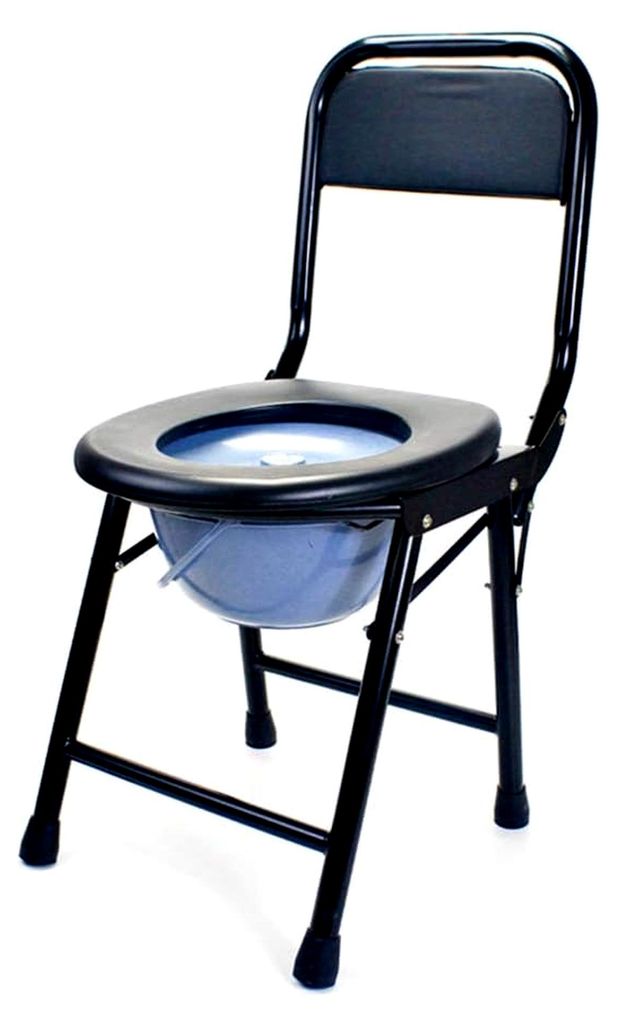 Klappbarer Nachttischstuhl mit Spritzschutz und Deckel für die Toilette