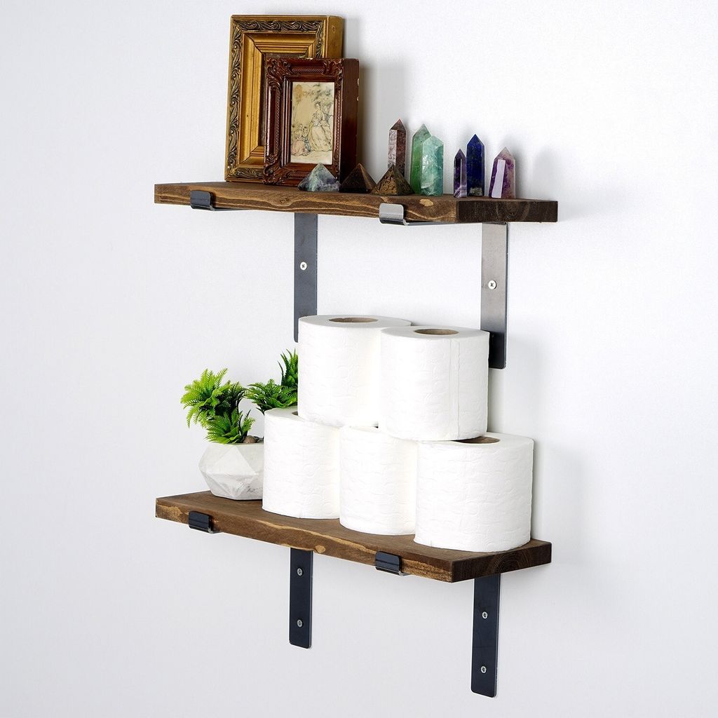 Skye Decor, LAM005,Wandregal, Schwarz, Nussbaumfarbe, 100% Fichteholz