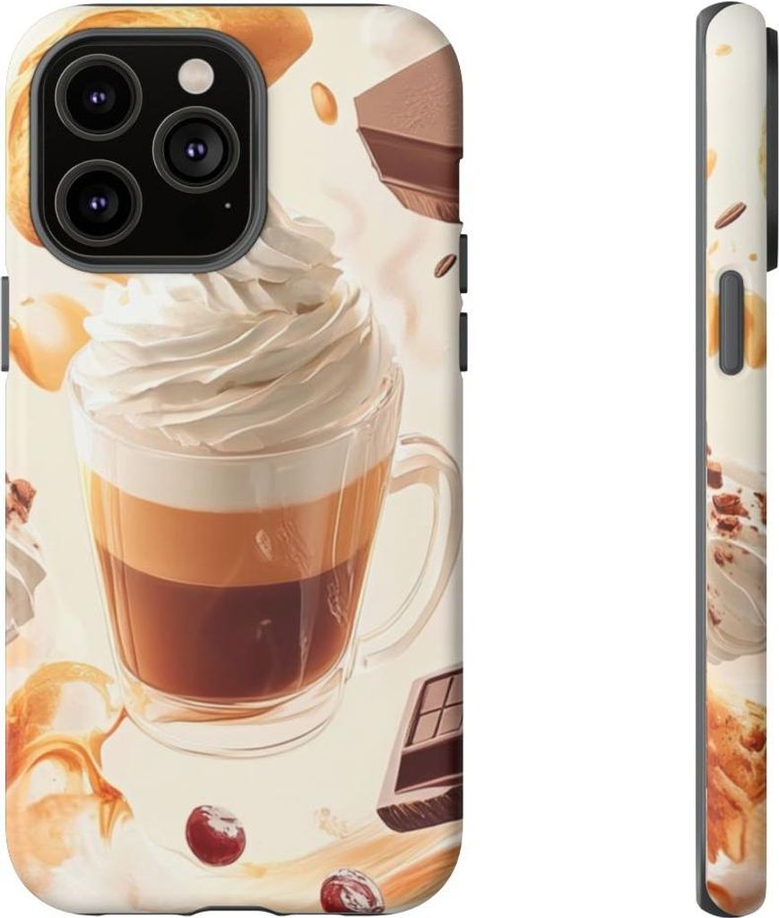 Lebendige Kaffee- und Süßigkeiten-Illustration – Hülle Kompatibel mit iPhone 14 Pro Max