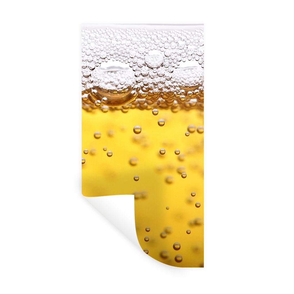 MuchoWow Wandtattoo Wandsticker Wandaufkleber Bierblasen im Glas 40x80 cm Selbstklebend und Repositionierbar - Repositionierbar - Wasser abweisend