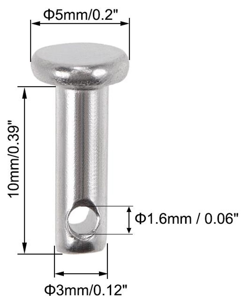 10 Stš¹ck Steckbolzen Gabelbolzen Einloch 3mm X 10mm Splintstift Flachkopf 304 Edelstahl Scharnierstift