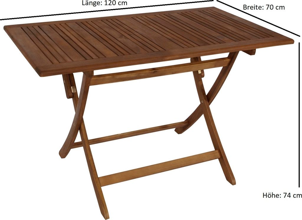 TPFGarden KLAPPTISCH Menorca aus Akazienholz, 5-fach verstellbar