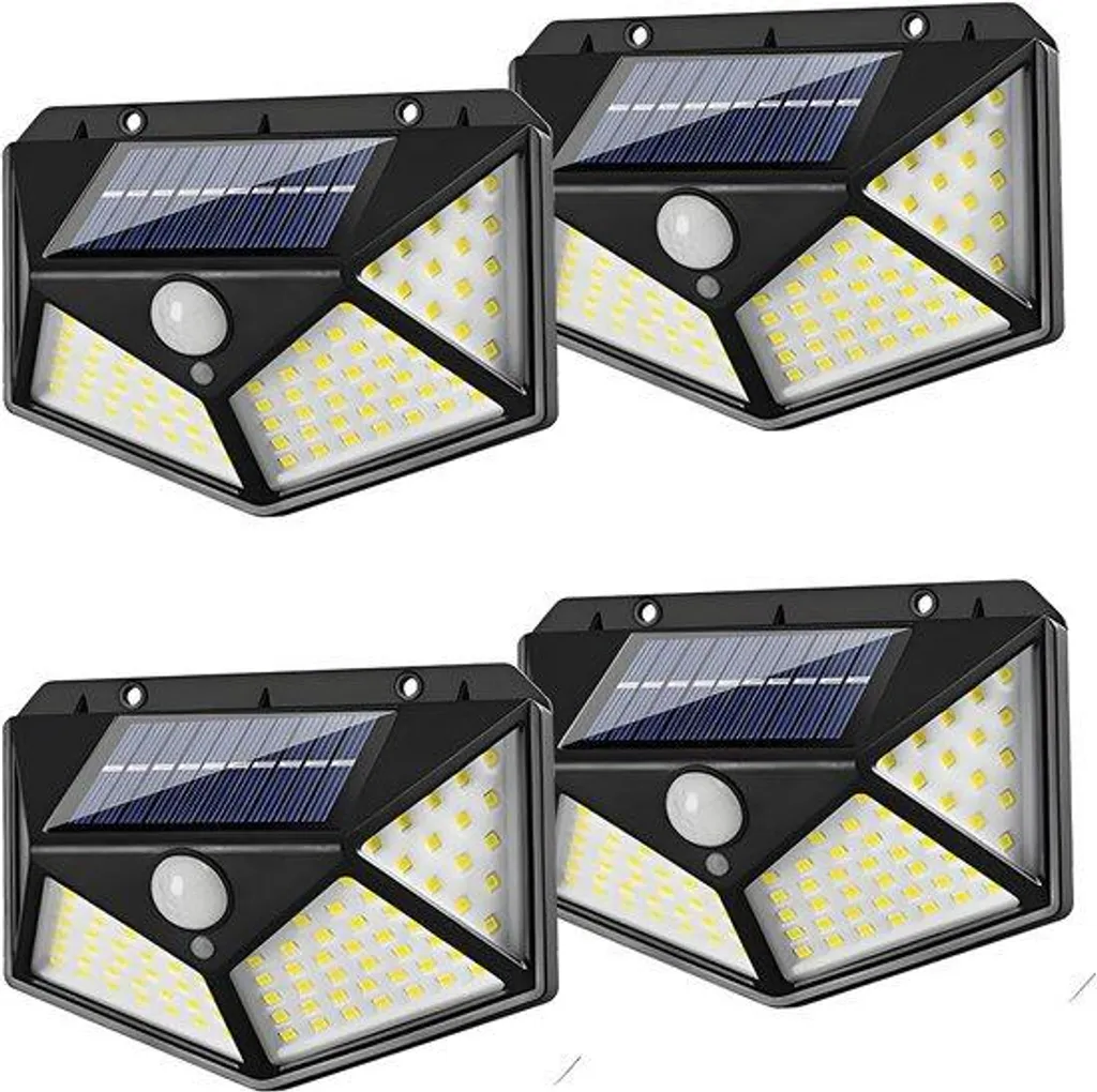 Éclairage Solaire de Sécurité Anti-Intrusion 114 LED Étanche lot de 4