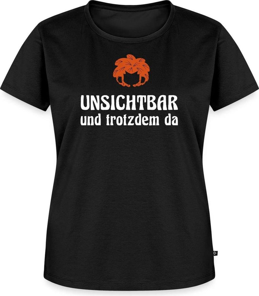 Spreadshirt Pumuckl Mit Spruch Unsichtbar Und Trotzdem Da Frauen Premium T-Shirt, XXL, Schwarz