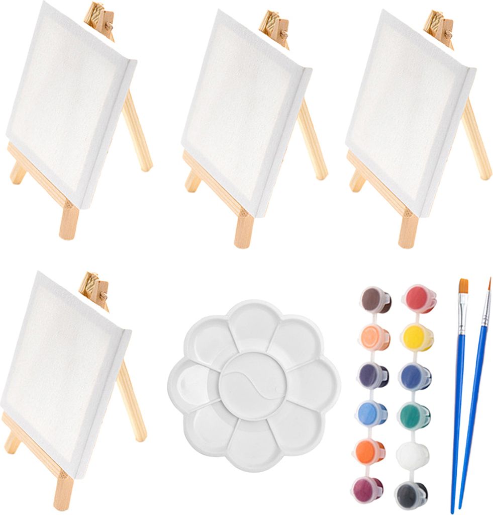 14/23 Teile/satz Mini Leinwand Bord mit Staffelei Set Outdoor Malerei DIY Handwerk Leichte Malerei Kunst Kit