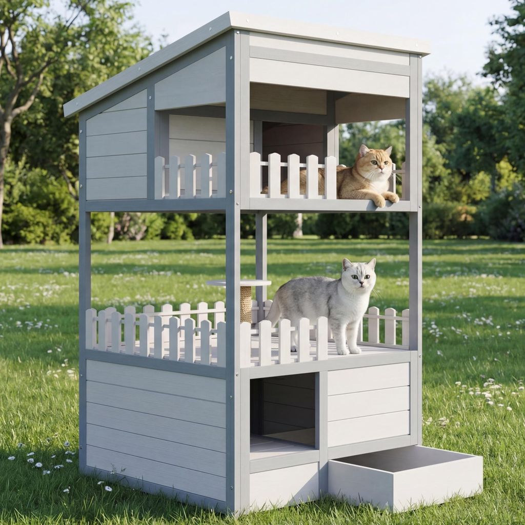 Flieks Doppelstöckiges Katzenhaus mit verzinkter Produktbild 