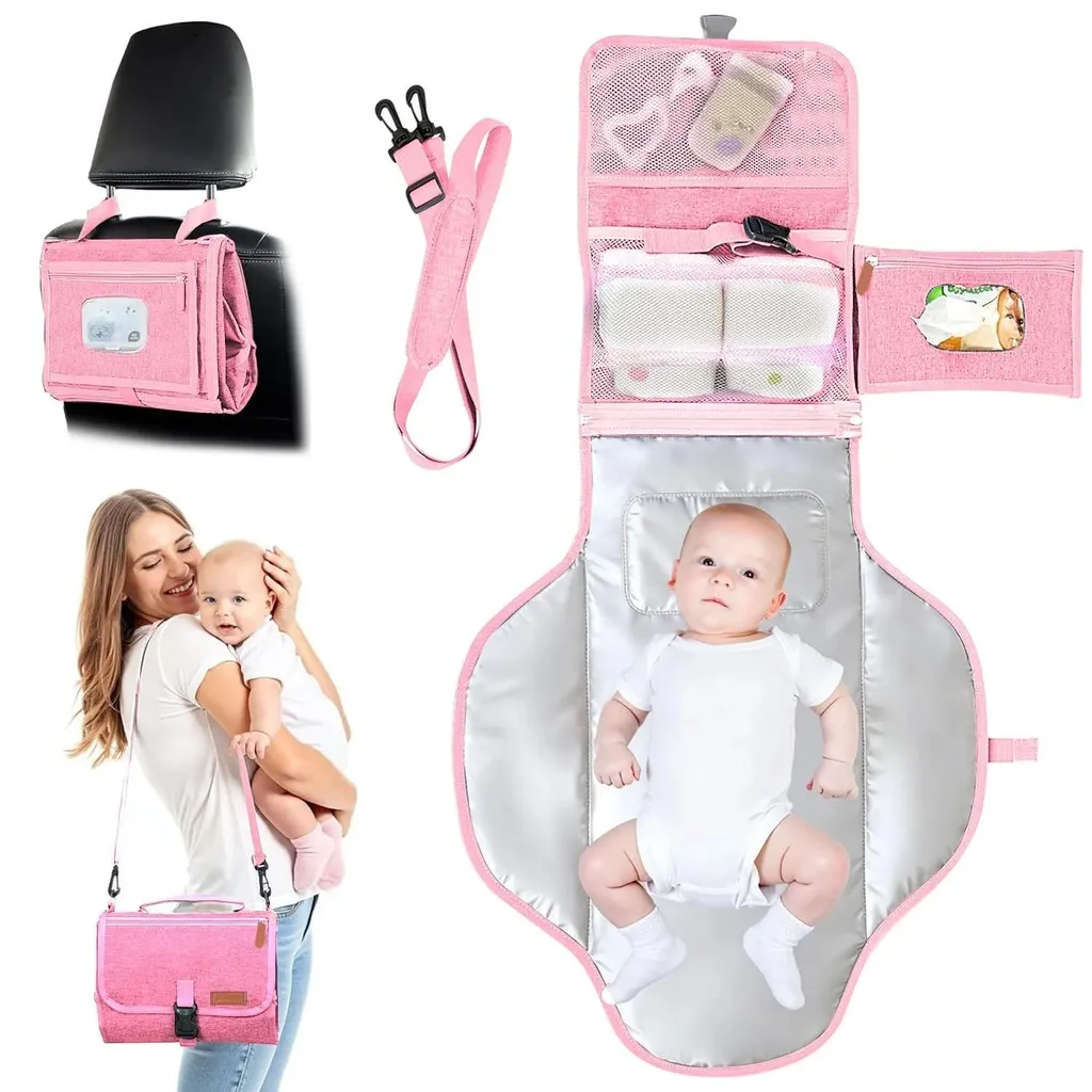 Matelas à langer portable contre les imprévus avec poche lingettes