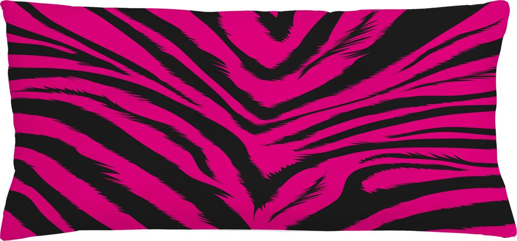 ABAKUHAUS Teen Zimmer Kissenbezug, Vibrierendes Zebra-Haut-Motiv im heißen Ton Africal Tier-Safari-Mode-Bild, 90 x 40 cm, Magenta und Schwarz