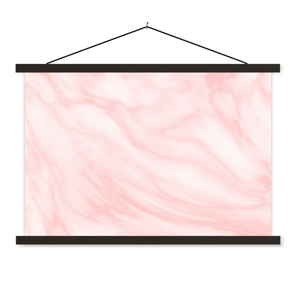 MuchoWow Textilposter Marmor - Rosa - Weiß - Luxus - Marmoroptik 60x40 cm mit schwarzem Rahmen - Hölzernes