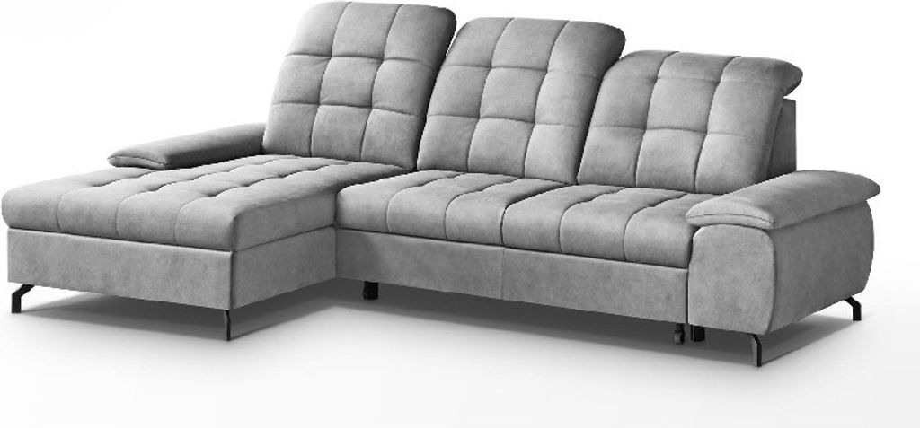 Sehr modernes Ecksofa, hoher Komfort durch verstellbare Kopfstützen, Schlaffunktion, Bettkasten, sehr elegantes Sofa mit Ziernähten, Ecke L-Form,...