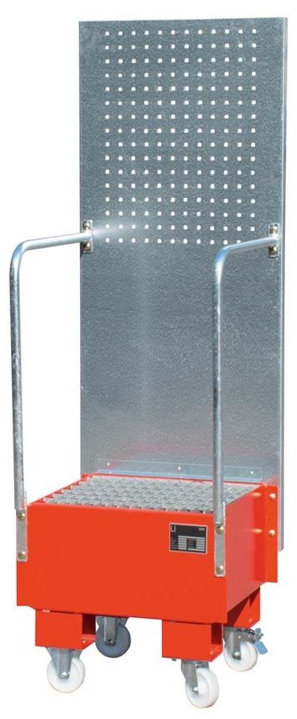 Bauer Fahrbare Auffangwanne mit Lochplattenwand LPW 60-1, lackiert, Feuerrot