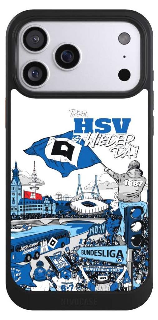 NIVOCASE Hülle für Apple iPhone 17 Pro Max Handyhülle NIVOcore Case Schwarz Aufstieg Hamburger SV Offizielles Lizenzprodukt