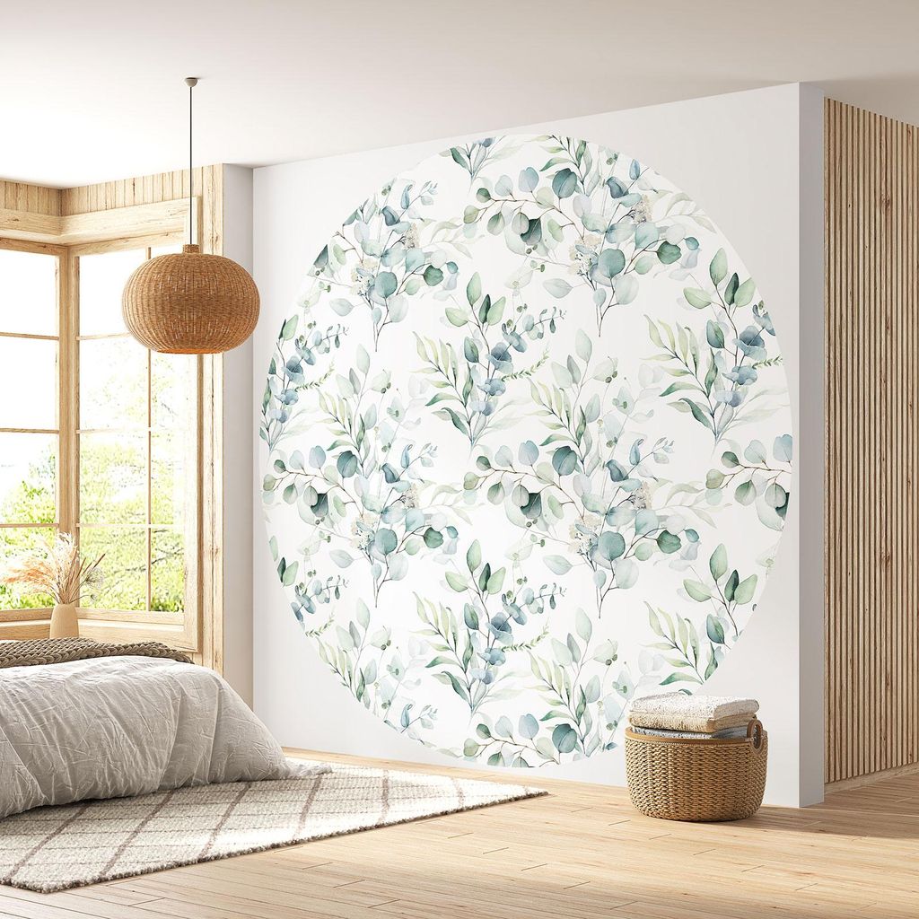 Runde Tapete / Kreis - Lumaléa - Botanisches Motiv - Premium-Papier 185 g, abwaschbar - Durchmesser 90 cm