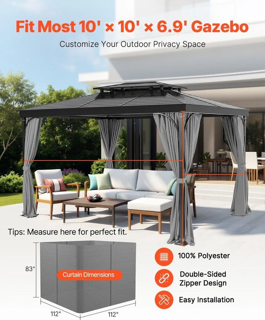 Tende Gazebo 10x10 Grigio per Famiglia | Privacy e Comfort in Giardino - 2