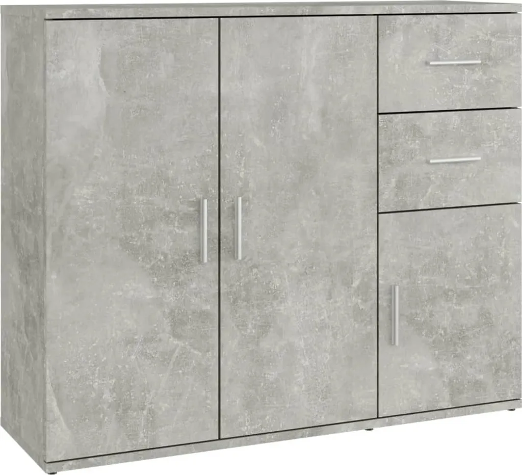 vidaXL Buffet Gris Béton 91x29,5x75 cm en Bois Composite Moderne - 3