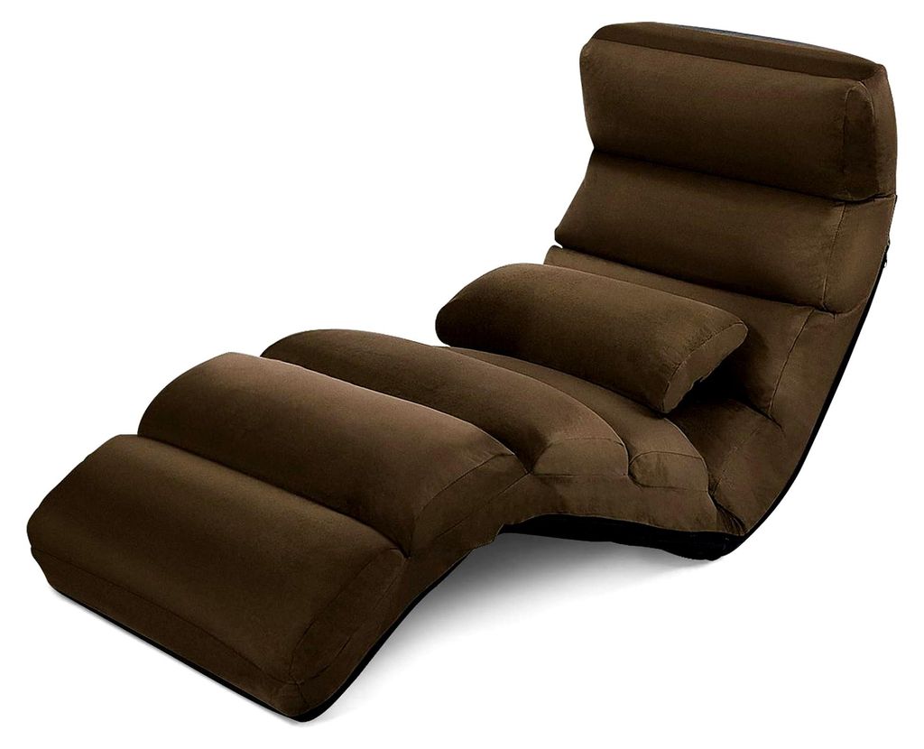 Klappbares Bodensofa, verstellbarer Liegesessel in 5 Positionen, Bodensessel mit Kissen, maximale Tragfähigkeit 105 kg (Kaffee)