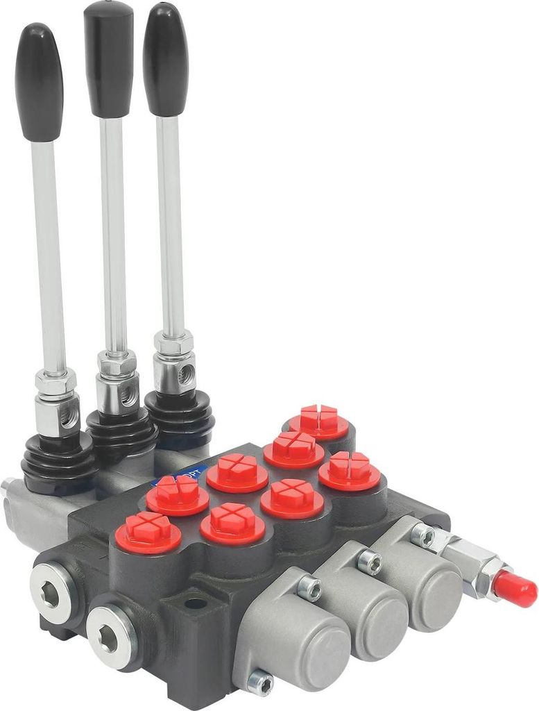 Hydraulisches Wegeventil - 3P40 3-fach - Mit Rückschlagventil - Für Pumpe, Zylinder, Motor - Mit Staubkappen