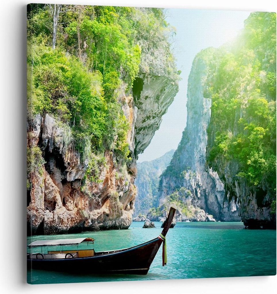 Bild auf Leinwand - Leinwandbild - Boot Klippen Natur Produktbild 