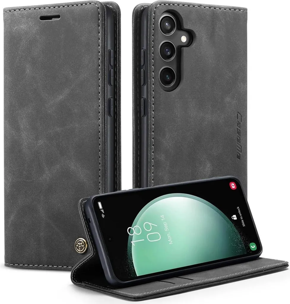 Custodia Samsung S23 FE 5G Grigio - Offerta Protezione Pelle Stand