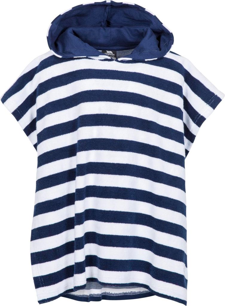 Trespass Oarfish – Frottee-Bademantel für Kinder, Marineblau gestreift