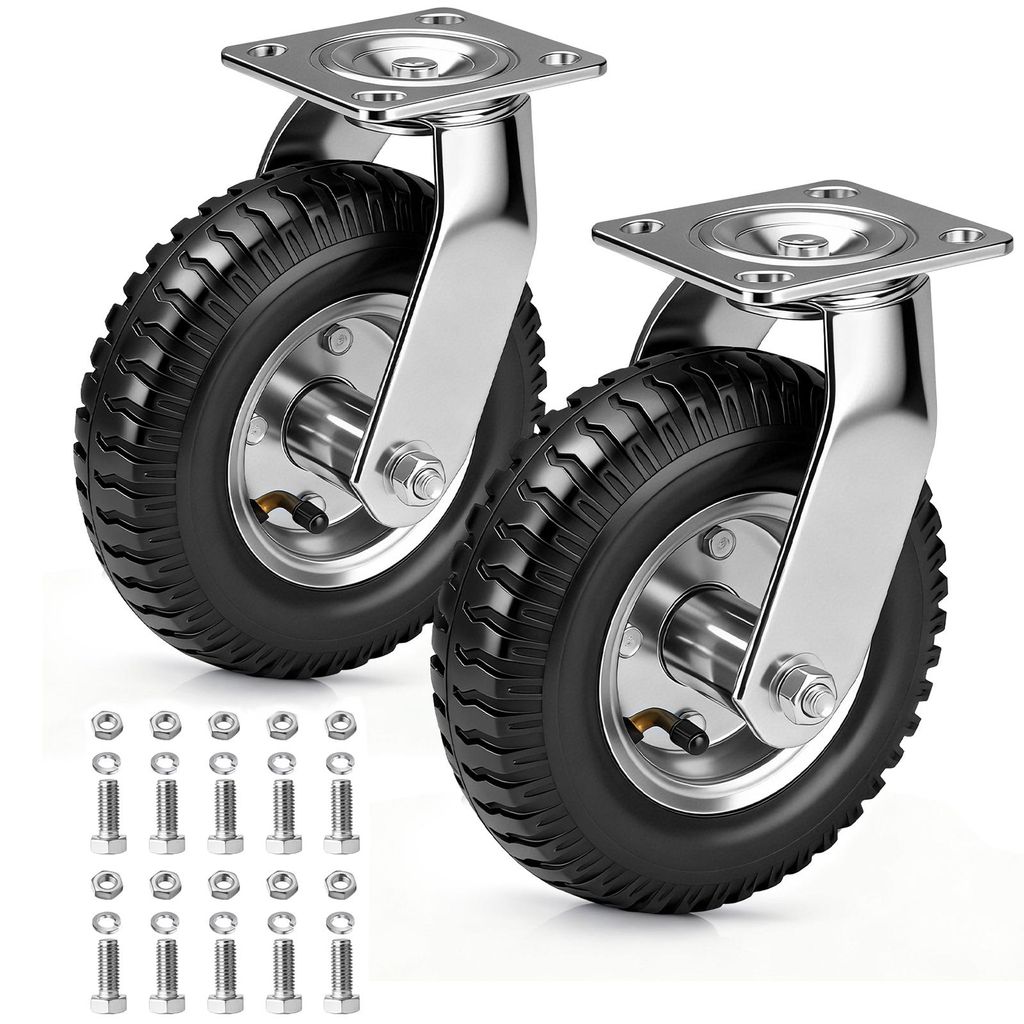 2 Stück Lenkrollen Luftrollen Luftrad Stoßdämpfend Leise Möbelräder Gummiräder 250mm Bis 120kg/Rad Rollen Für Wagen Karren Werkbänke Müllt...