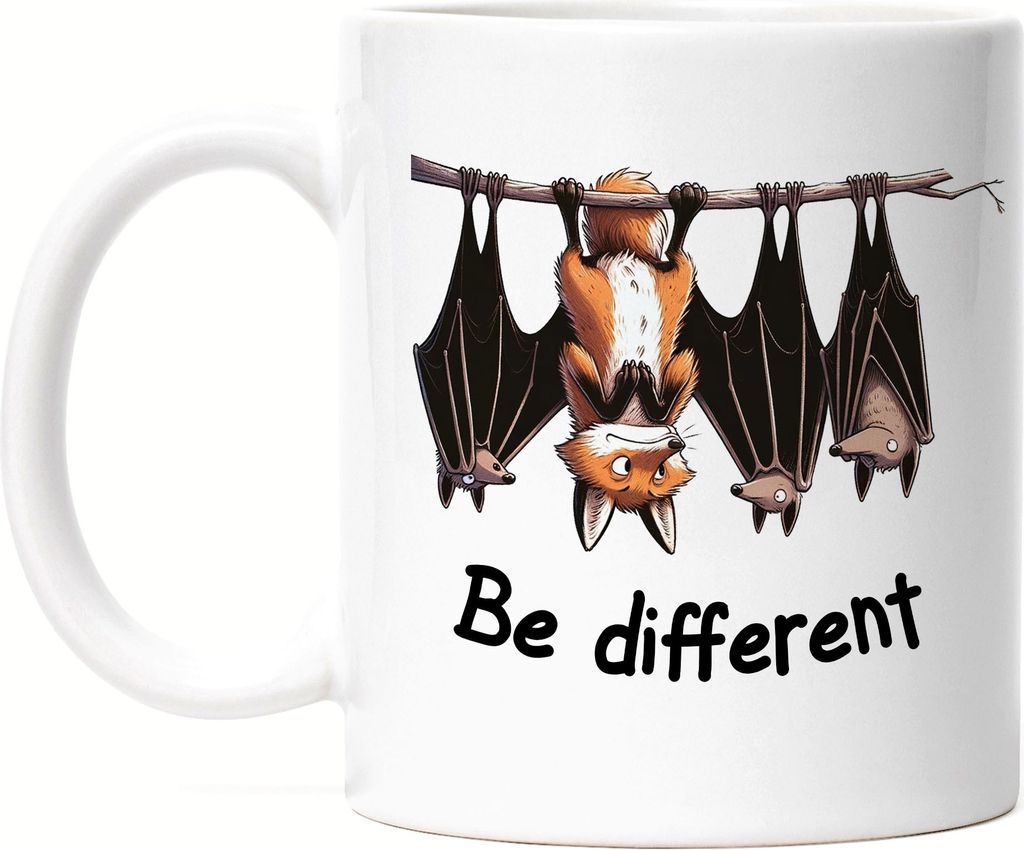 Be different Fuchs zwischen Fledermäusen Tasse Weiß - Nicht Normal Sein