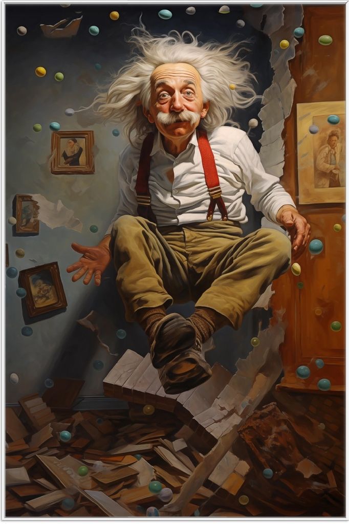 Wallario Wandbild Schwerelose Weisheit, Größe: 61 x 91,50 cm, Poster mit weißem Aluminiumrahmen
